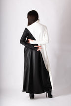 Black and white leather-look punto milano A-line dress Vivian - EUG Fashion 
