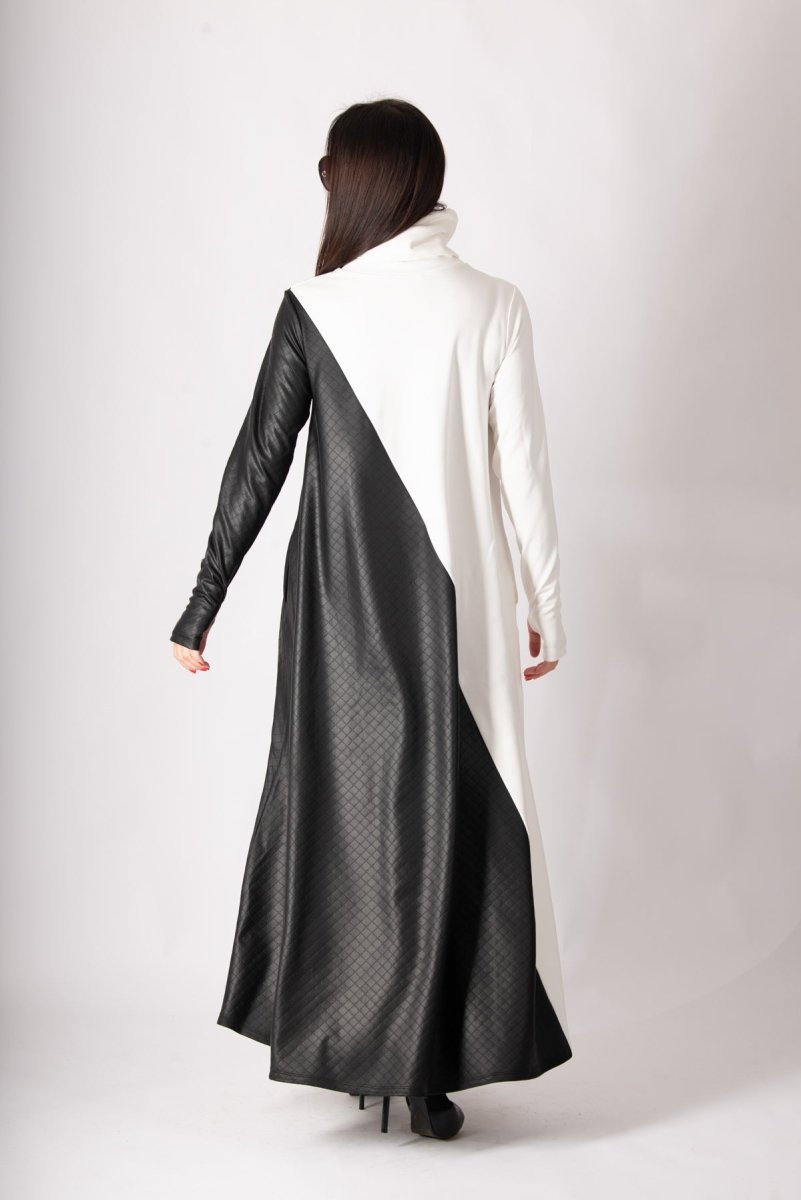 Black White Turtleneck Dress VIVIAN - EUG Fashion