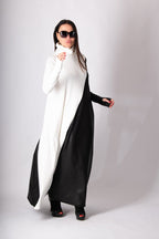 Black White Turtleneck Dress VIVIAN - EUG Fashion