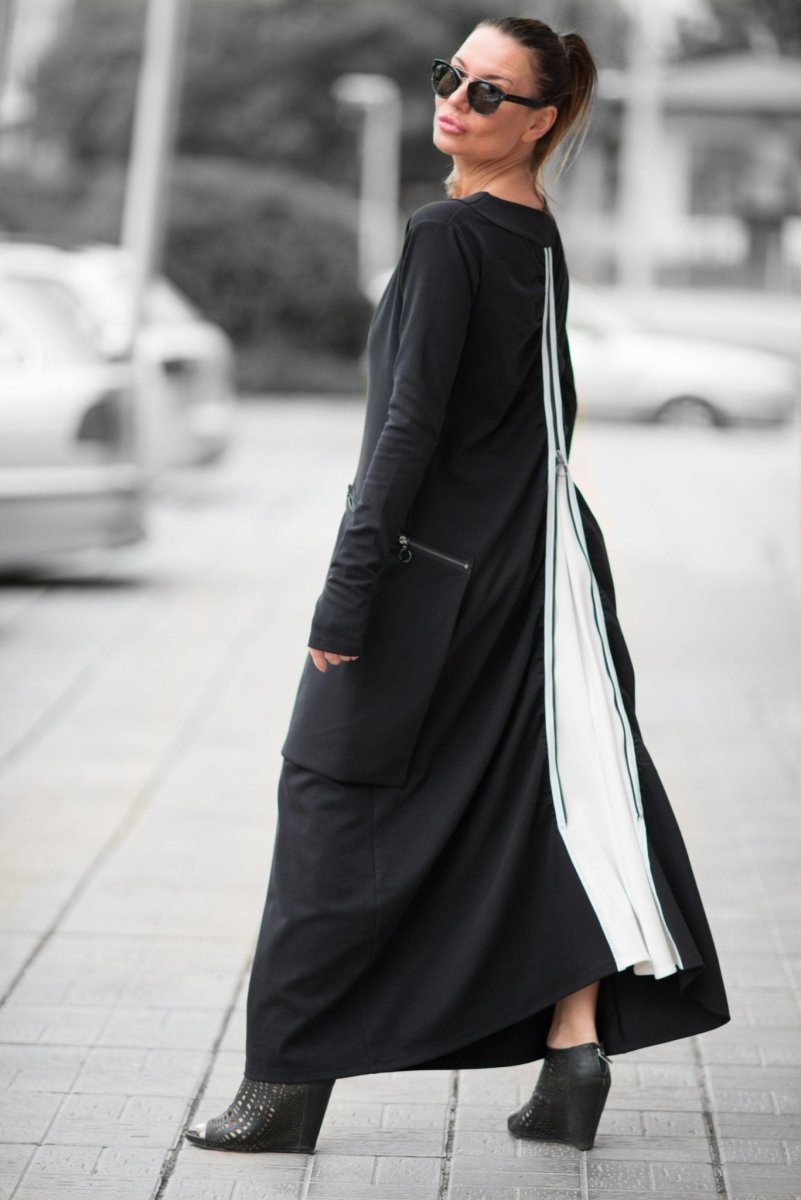 BLACK WITHE Cotton Dress LARA - EUG Fashion