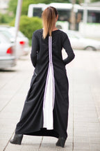 BLACK WITHE Cotton Dress LARA - EUG Fashion