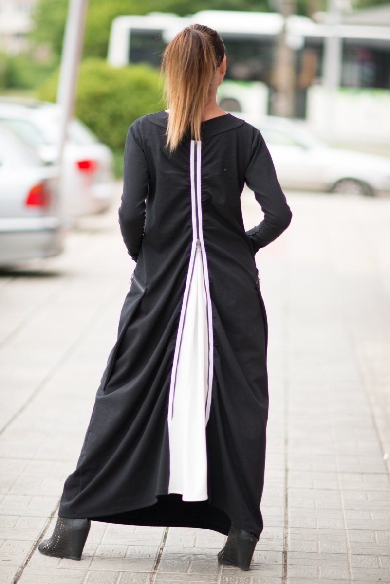 BLACK WITHE Cotton Dress LARA - EUG Fashion