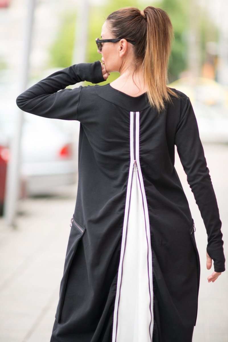 BLACK WITHE Cotton Dress LARA - EUG Fashion