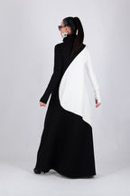 Black and white A-line punto milano dress Vivian - EUG Fashion 
