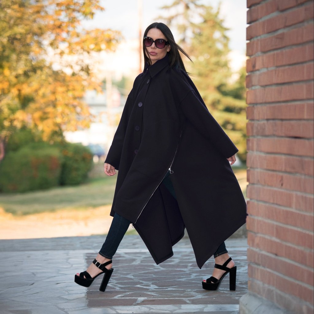 Black Wool Women Coat FEDERICA - EUG Fashion