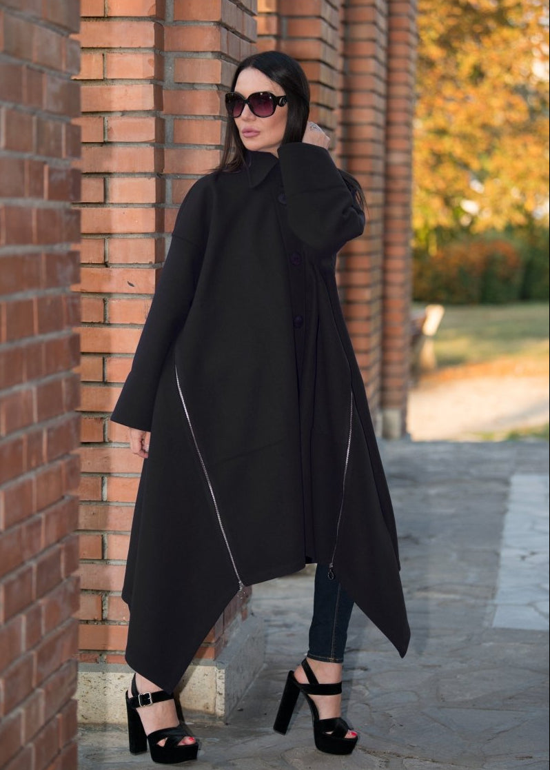 Black Wool Women Coat FEDERICA BF - EUG Fashion