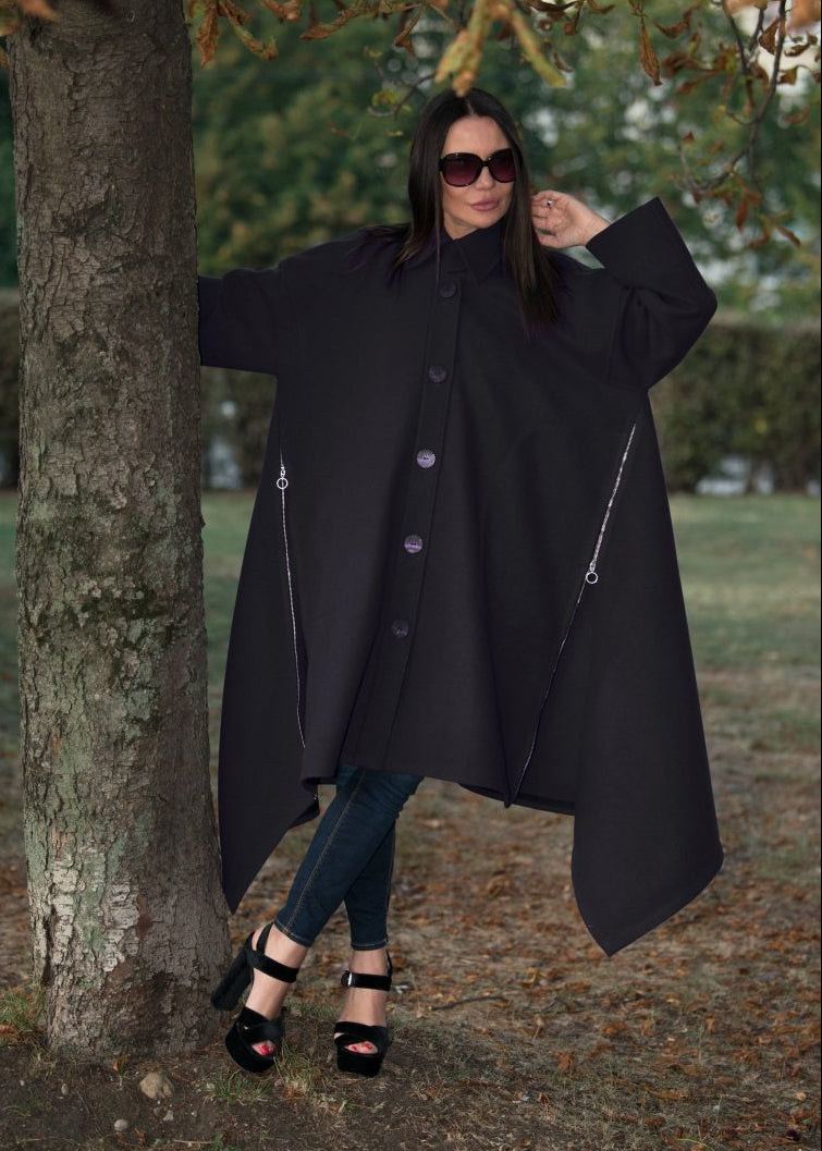 Black Wool Women Coat FEDERICA BF - EUG Fashion
