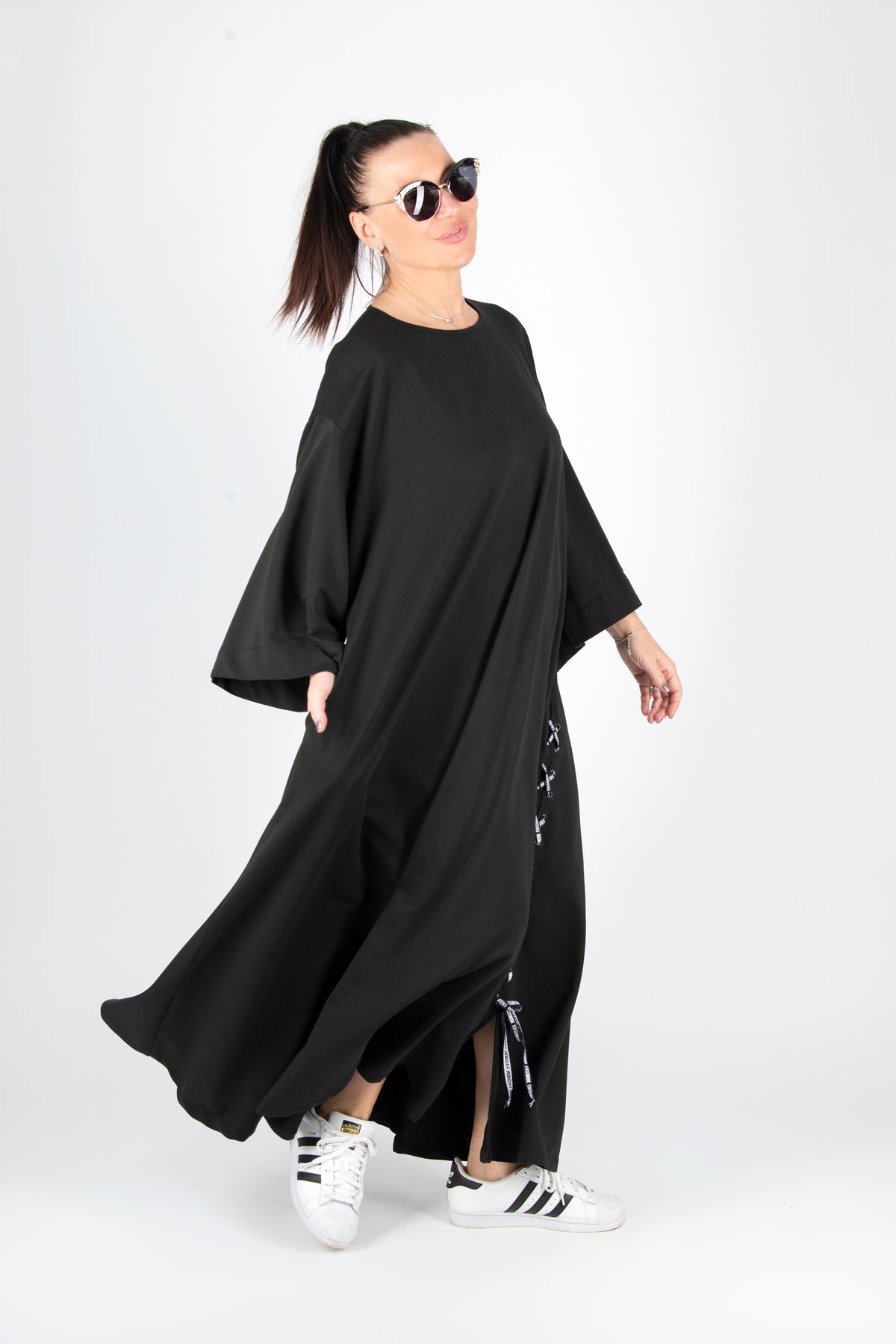 maxi long a line dress #black