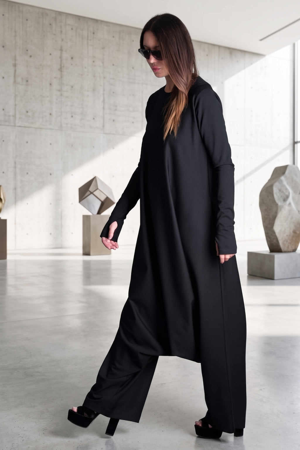 wide harem jumpsuit black color #black