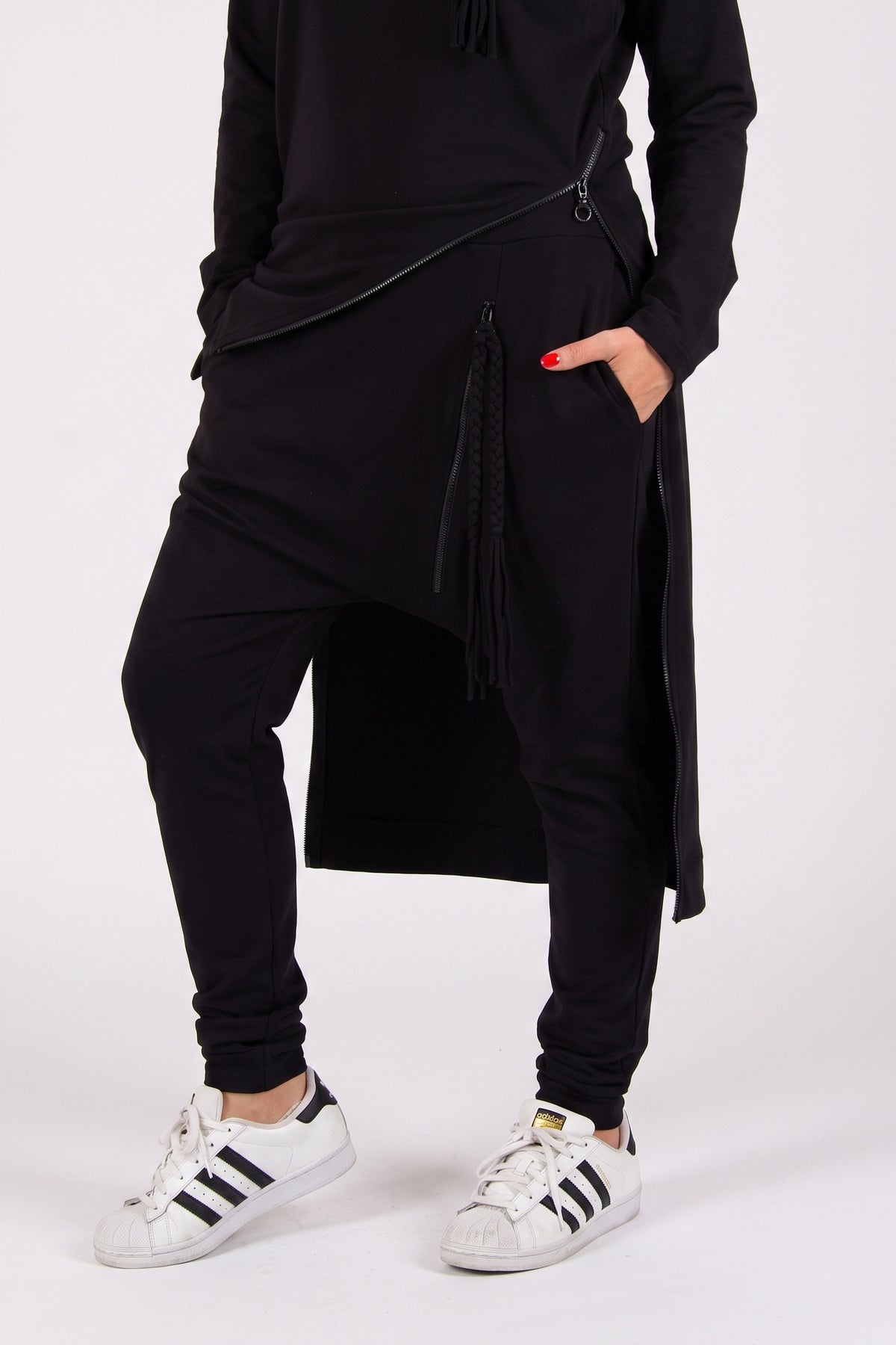Black drop-crotch harem pants Gloria — EUG Fashion #black
