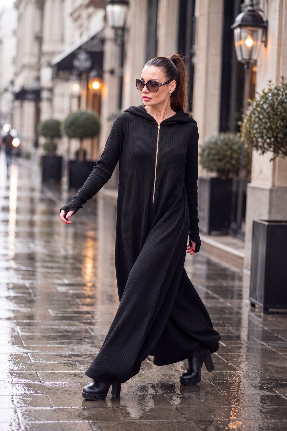 Black woman knitted jumpsuit #black