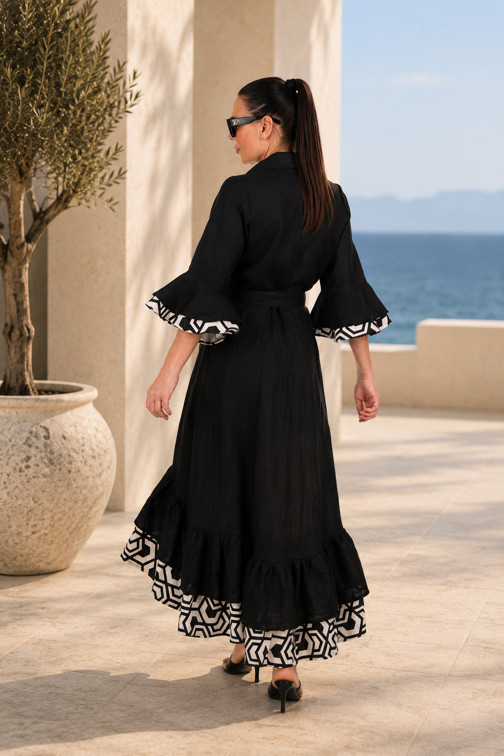 elegant linen dress #black