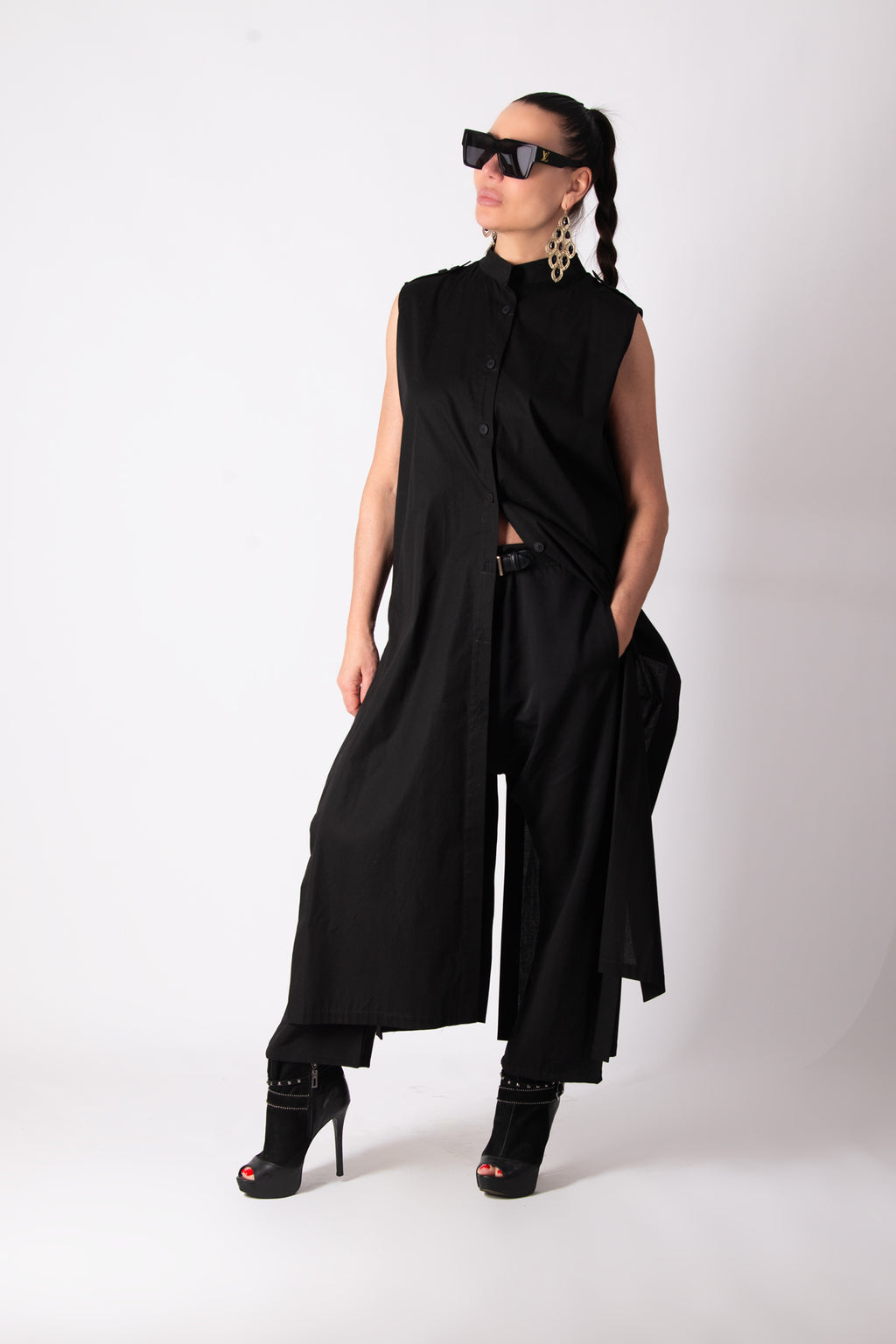 Long cotton shirt  - EUG fashion #black
