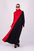 Red and black A-line punto milano dress Vivian - EUG Fashion 