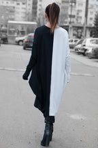 Black and white two-tone punto milano barrel dress Tamara - EUG Fashion 