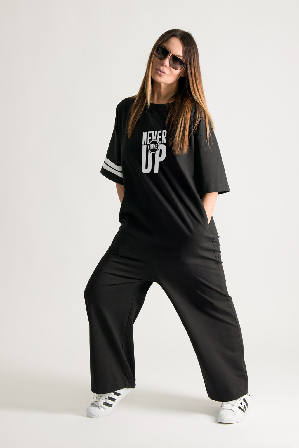 Black Wide Jumpsuit - Adriana