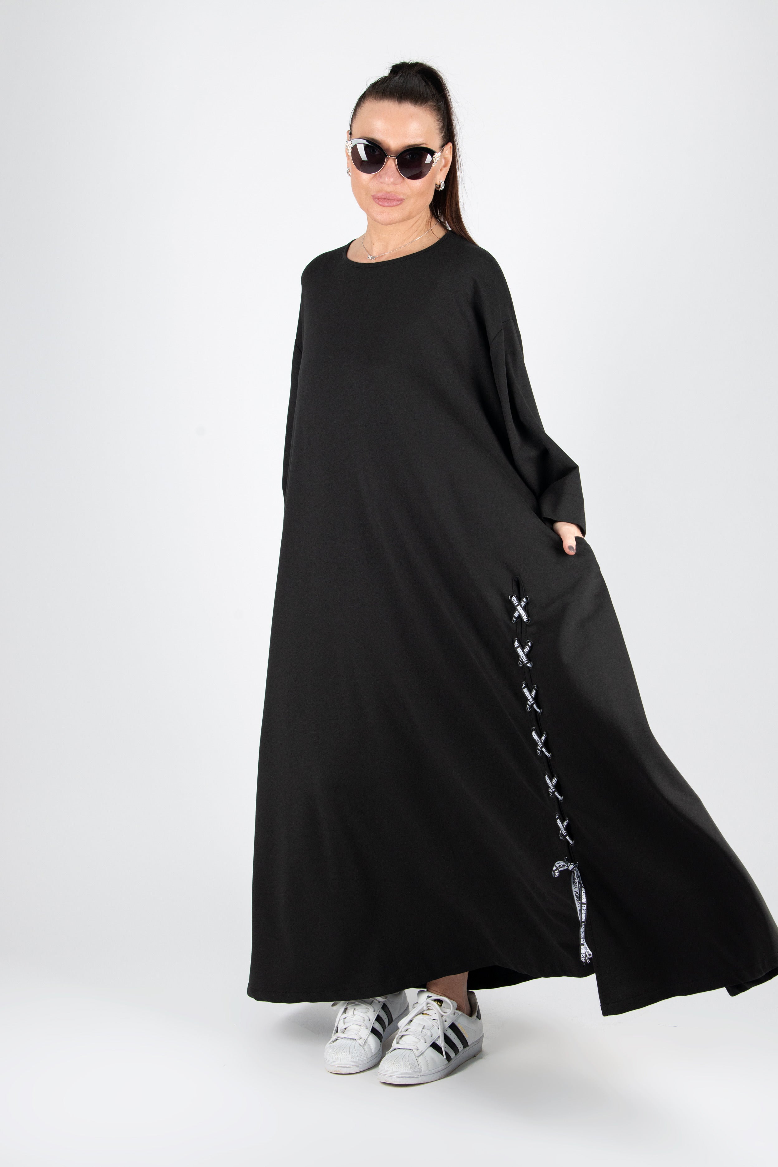 maxi long a line dress #black