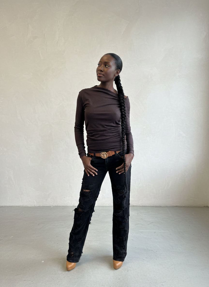 Dark Brown Top SENA EugFashion 