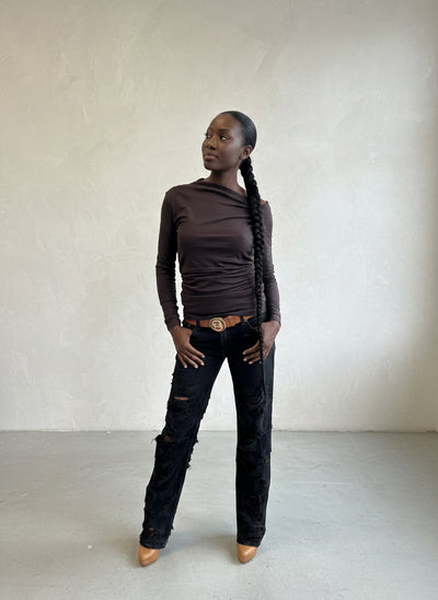Dark Brown Top SENA EugFashion 