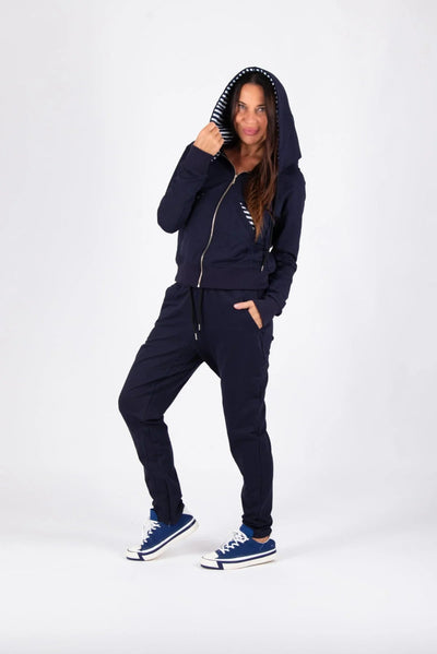 Blue Hooded Zipper Sweatshirt EMILY - EUG Fashion EugFashion 