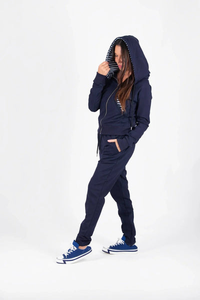 Blue Hooded Zipper Sweatshirt EMILY - EUG Fashion EugFashion 