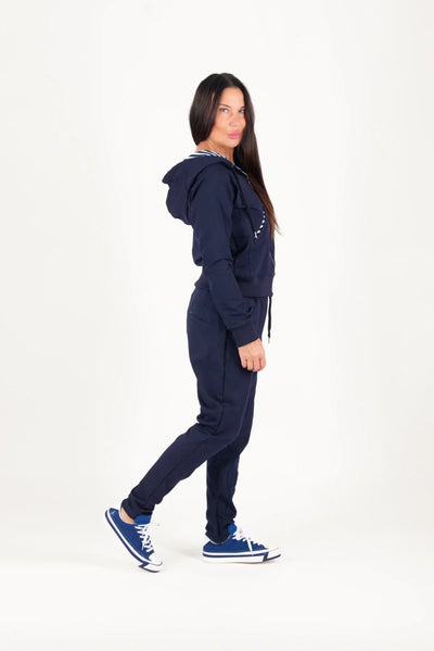 Blue Hooded Zipper Sweatshirt EMILY - EUG Fashion EugFashion 