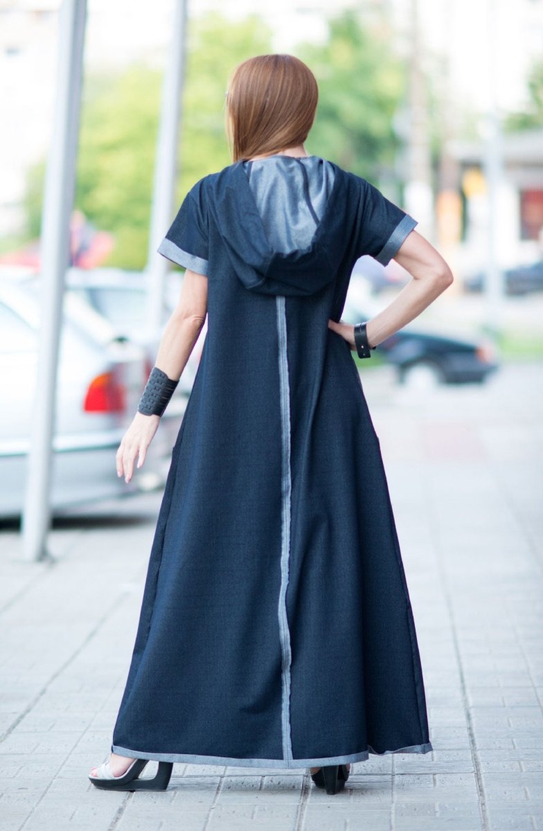 Blue Jeans short sleeves dress KASANDRA - EUG Fashion