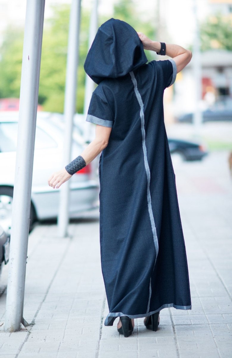 Blue Jeans short sleeves dress KASANDRA - EUG Fashion
