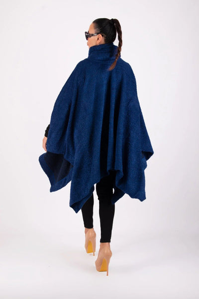 Blue Knitted Poncho EVA - EUG Fashion EugFashion 