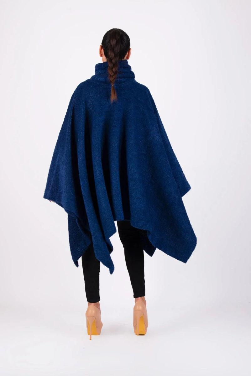 Blue Knitted Poncho EVA - EUG Fashion
