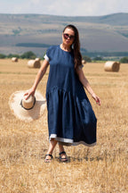 blue-linen-dress - EUG fashion #dark-blue