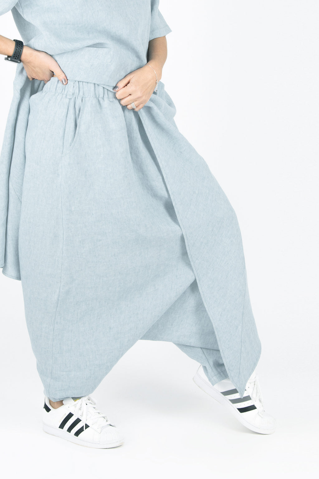 wide linen set - eug fashion #light-blue