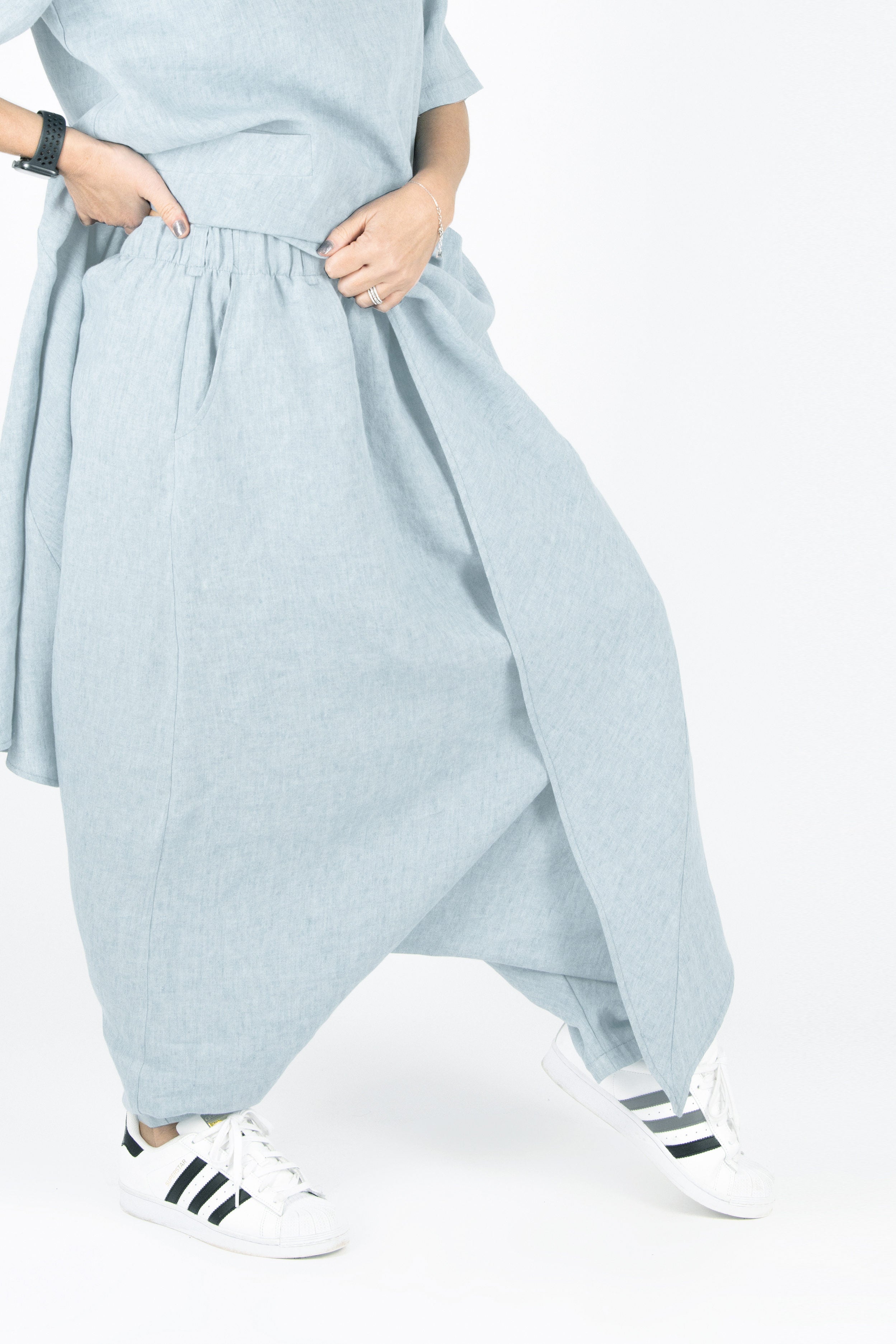 wide linen set - eug fashion #light-blue