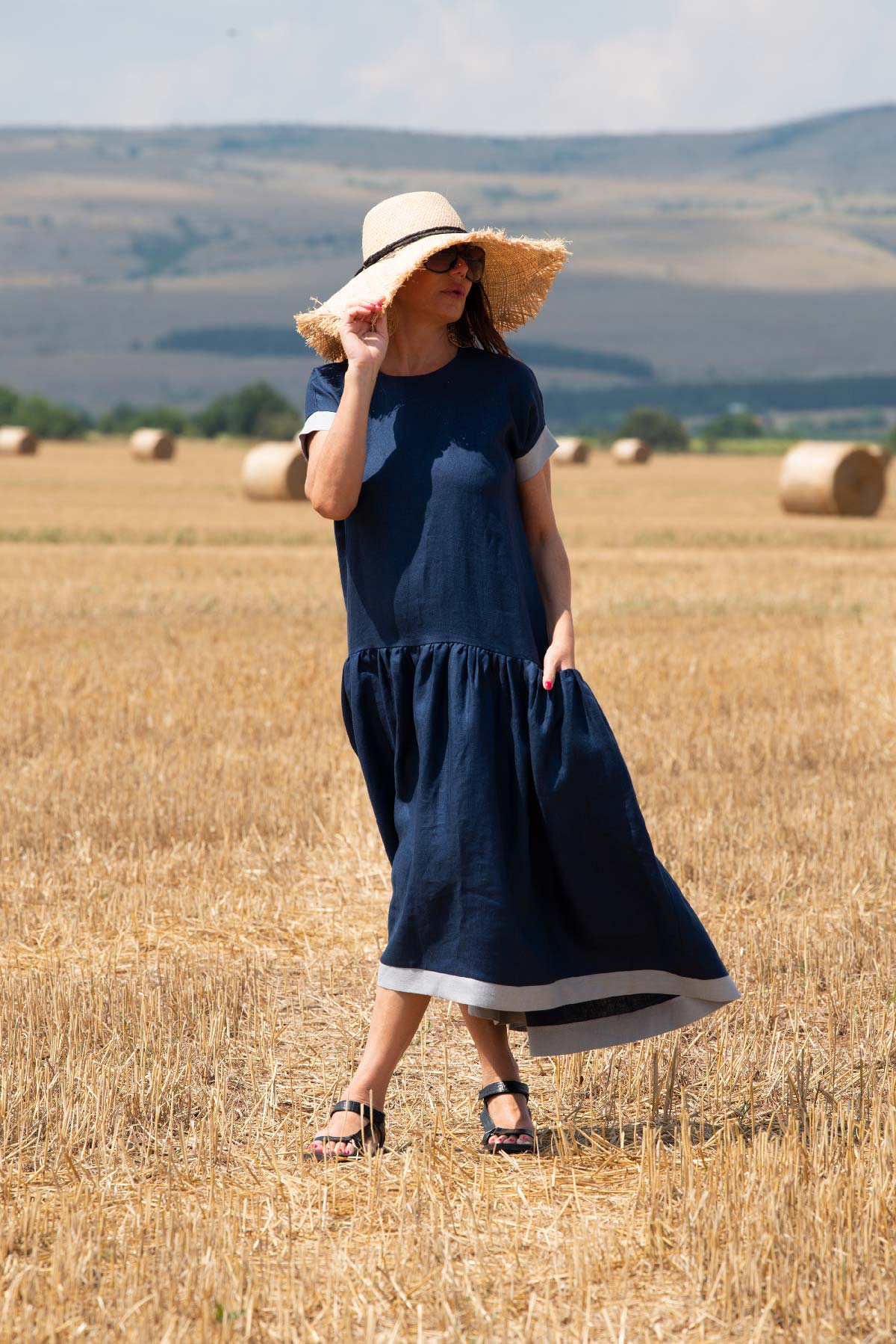 Linen Flounces Dress - Brianna