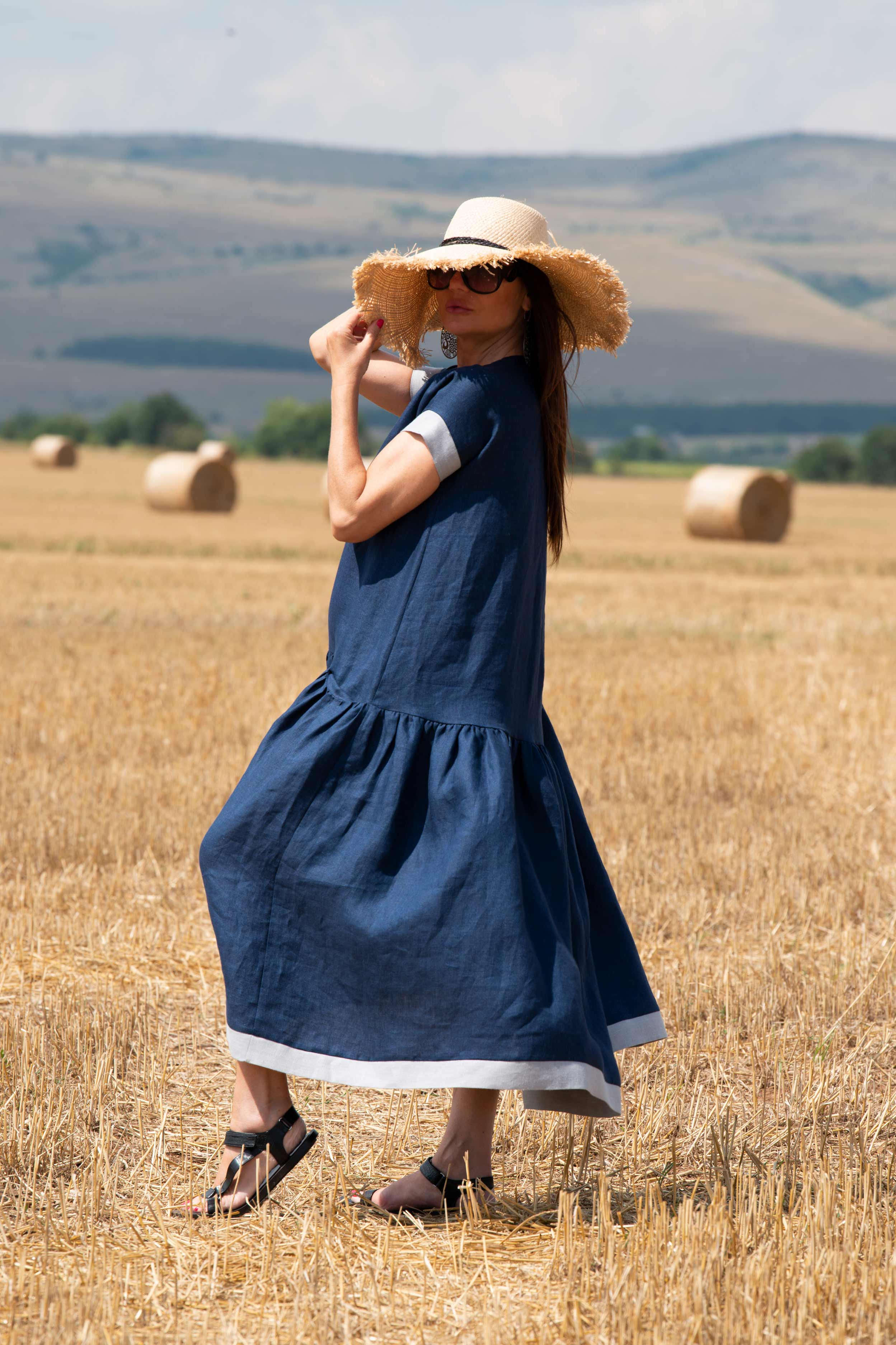 blue-linen-dress - EUG fashion #dark-blue