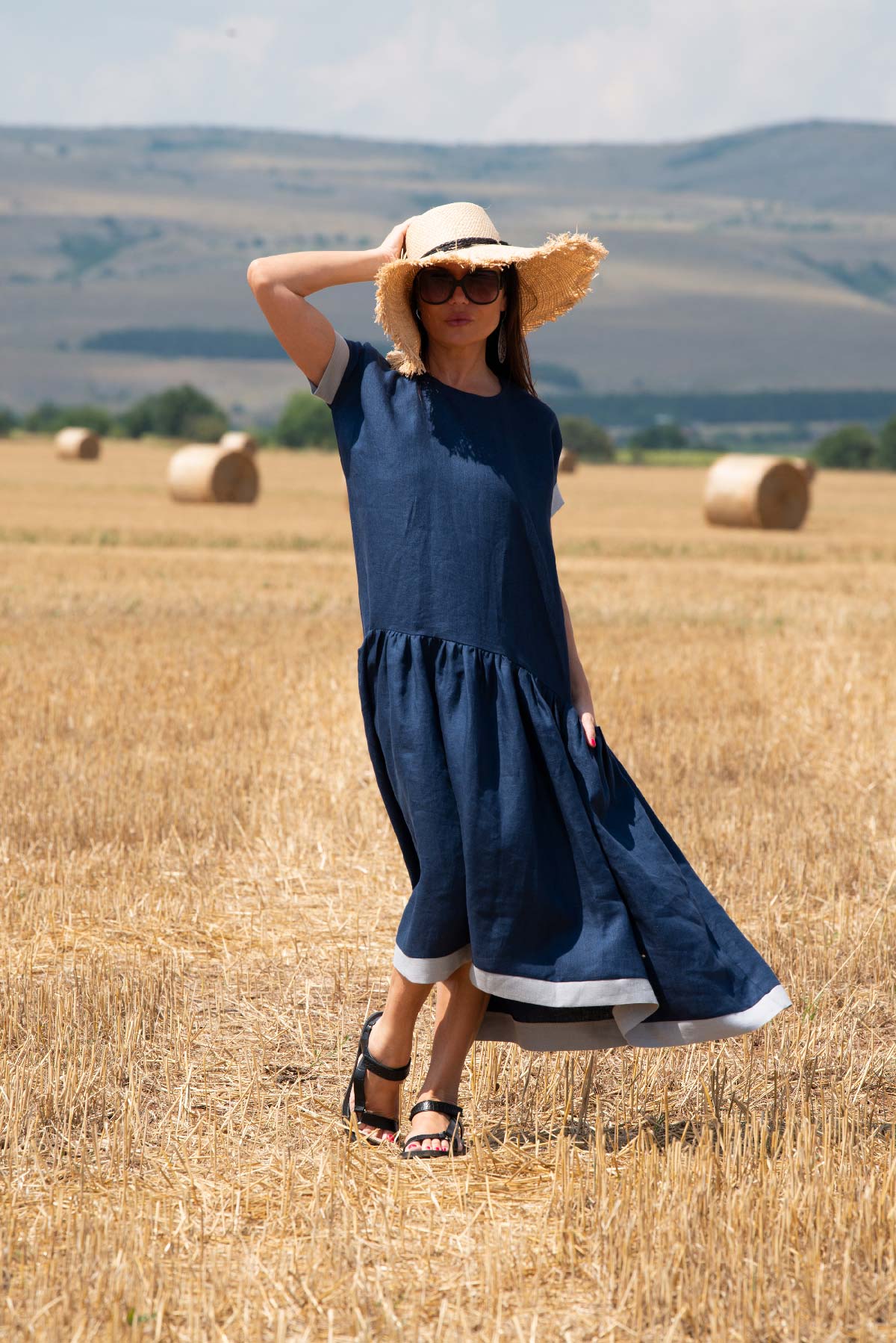 Linen Flounces Dress BRIANNA EugFashion 