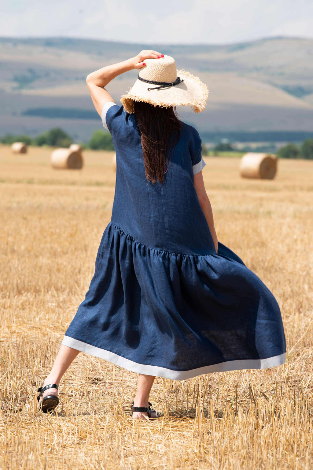 blue-linen-dress - EUG fashion #dark-blue