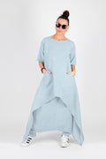 wide linen set - eug fashion #light-blue