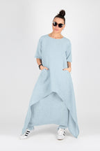 wide linen set - eug fashion #light-blue