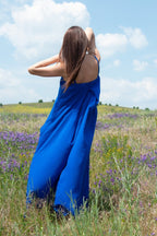 Blue Off Shoulders Jumpsuit TALIA - EUG Fashion
