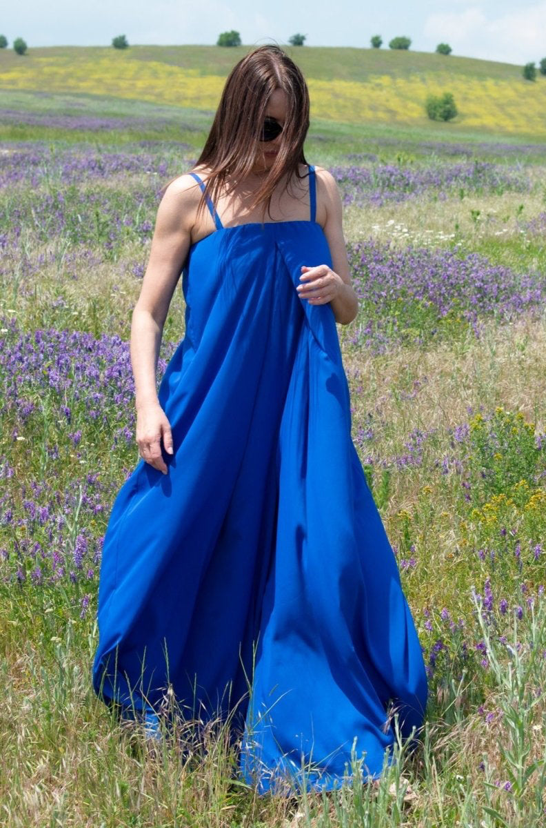 Blue Off Shoulders Jumpsuit TALIA - EUG Fashion