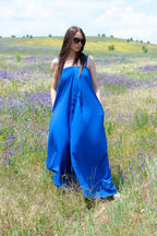 Blue Off Shoulders Jumpsuit TALIA - EUG Fashion