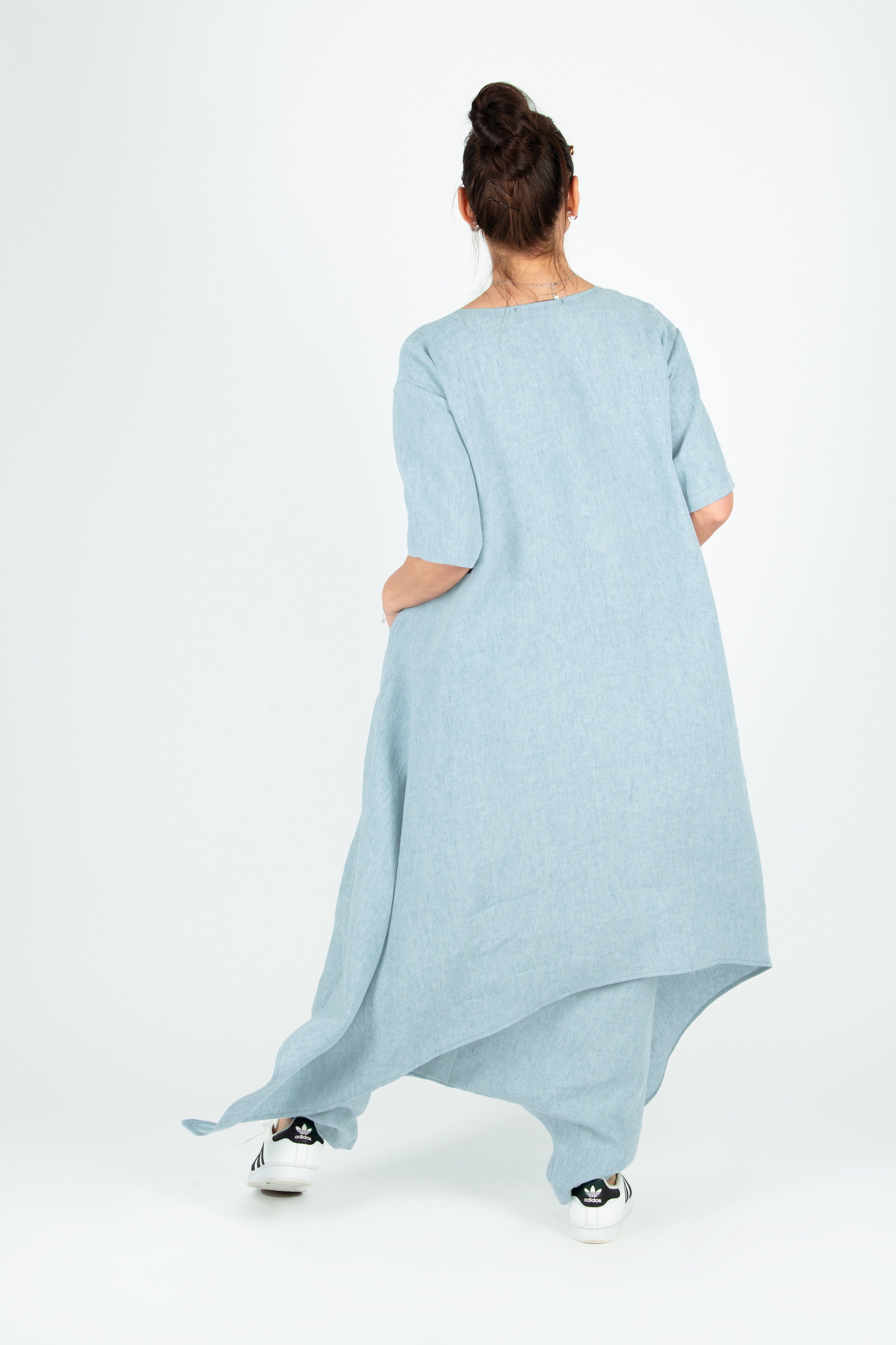 wide linen set - eug fashion #light-blue