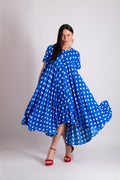 Blue Polka Dot Summer Maxi Dress KOSARA - EUG Fashion