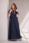 Blue jeans hooded maxi dress Kasandra - EUG Fashion
