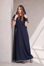 Blue jeans hooded maxi dress Kasandra - EUG Fashion
