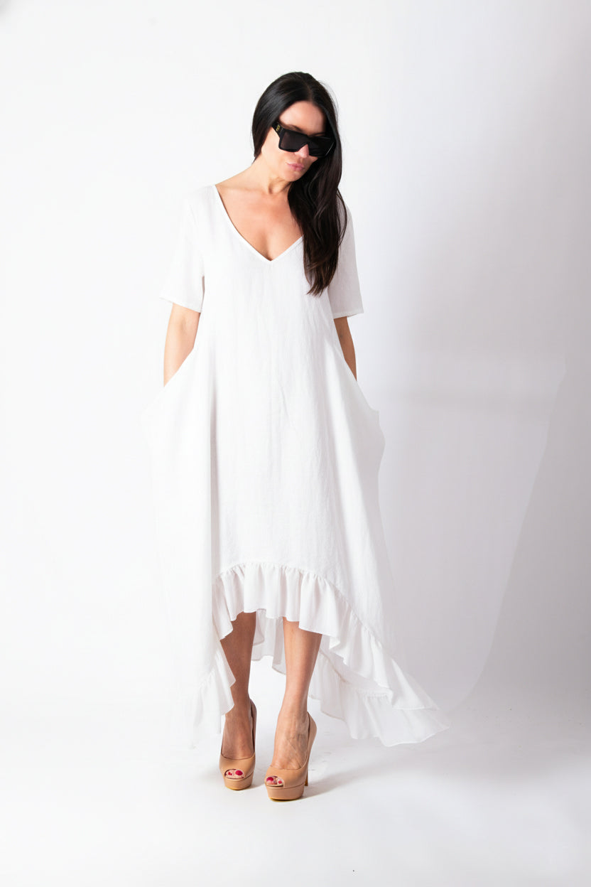 Linen Black Dress - Casablanca