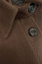 Brown wide cape maxi coat Federica with zip details - EUG Fashion #brown
