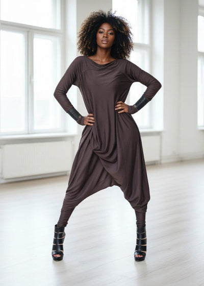 Brown Harem Jumpsuit Marla - EUG Fashion EugFashion 