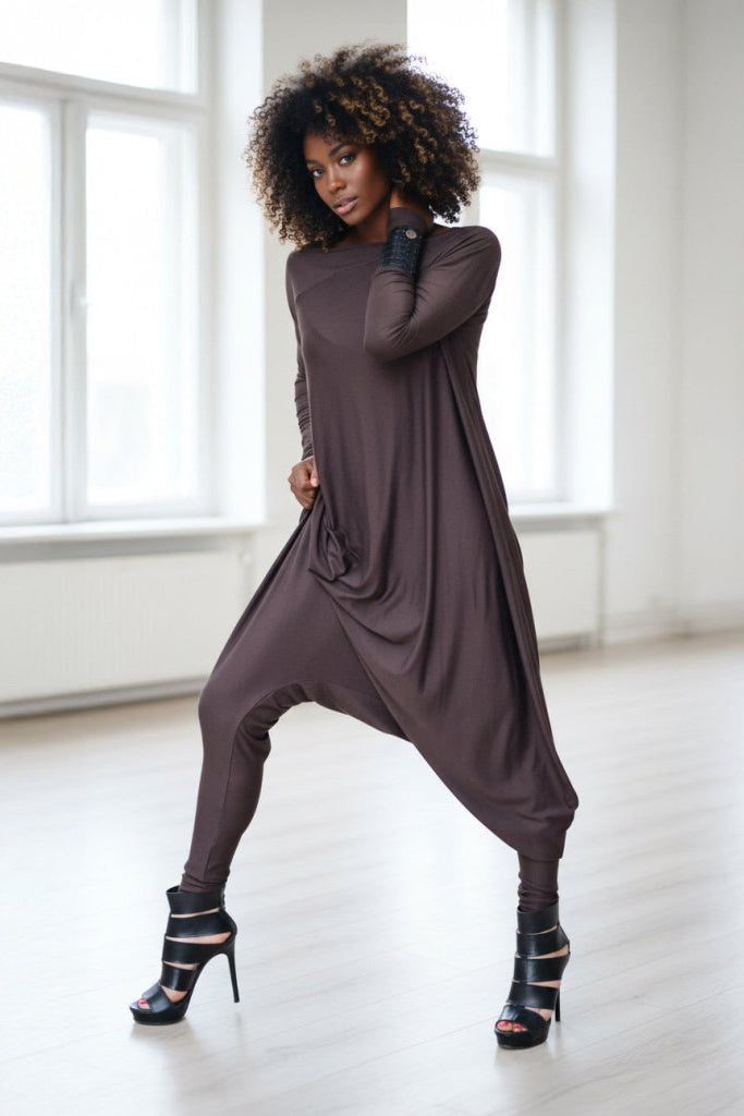 Brown Harem Jumpsuit Marla - EUG Fashion